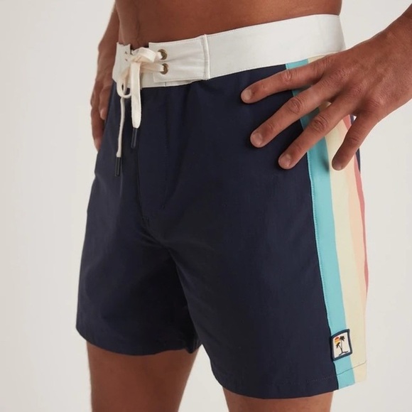 Marine Layer Striped Board Short Navy Multi Stripe - Picture 3 of 4